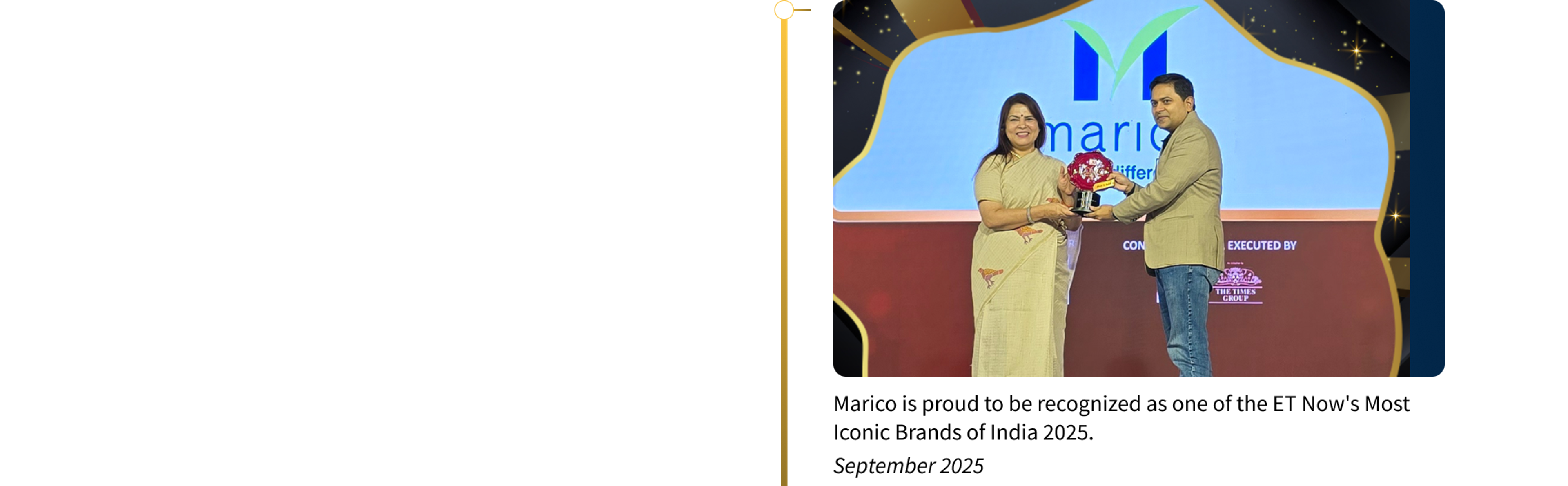 Marico is proud to be recognized as one of the ET Now's Most Iconic Brands of India 2025.
